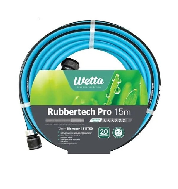 Wetta Rubbertech Pro Garden Hose Fitted 12mm 20yrs