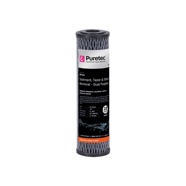 Puretec Dual Purpose Carbon Cartridge 10" 10 Micron
